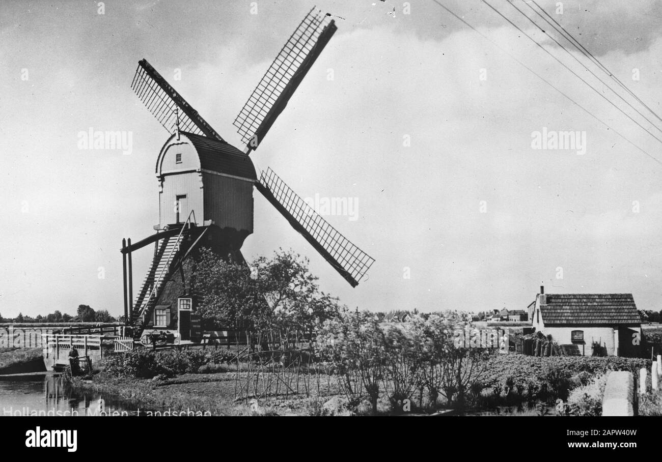 Wipmolen, nommé Vlietmolen à Lexmond Annotation:. Mill dispose d'une roue à épices et date du XVIIe siècle Date: Non dédrée lieu: Lexmond mots clés: Bâtiments agricoles modernes, moulins, maisons Banque D'Images
