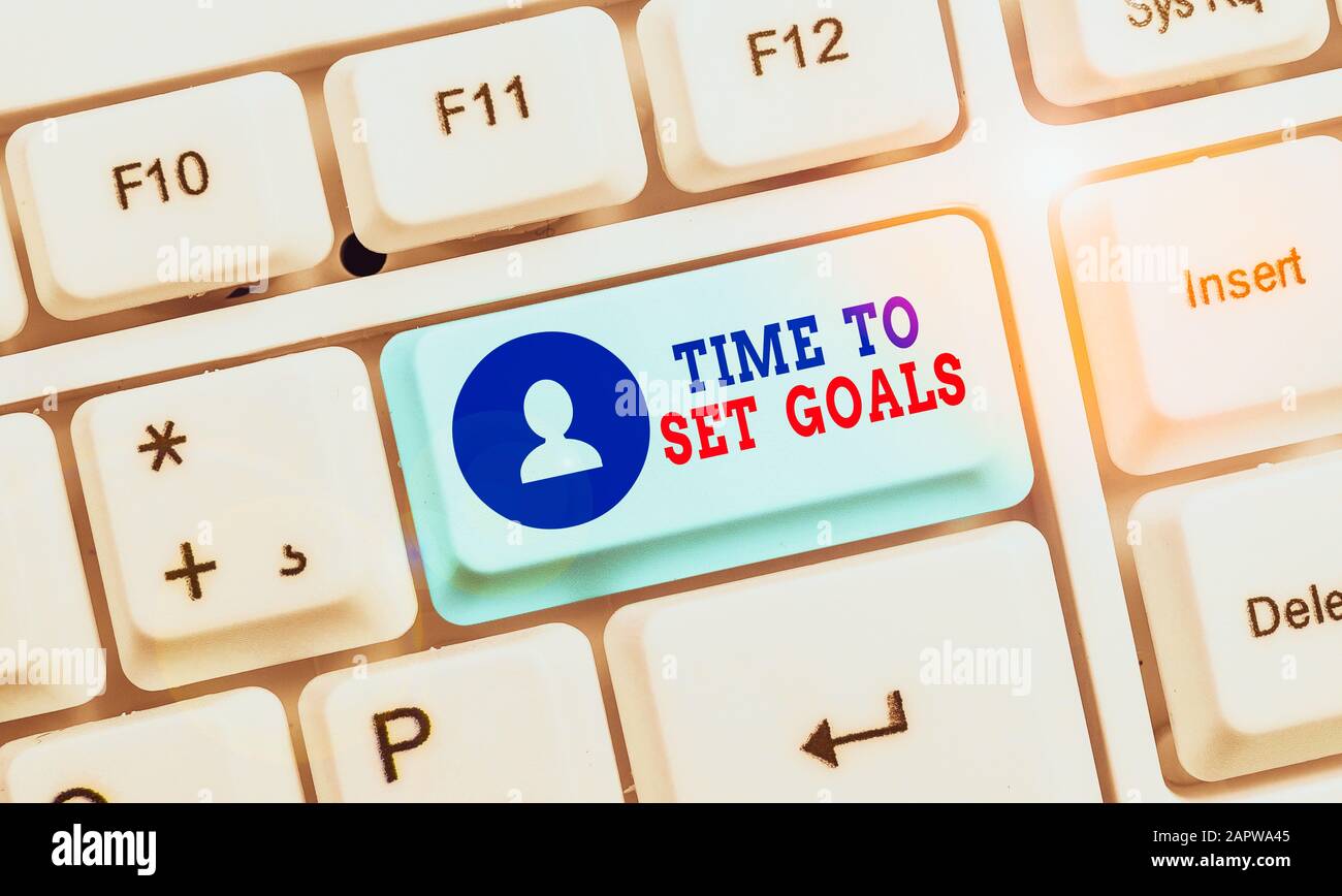 Texte de l'écriture le temps de définir vos objectifs. L'objectif souhaité photo conceptuel voulu accomplir dans l'avenir Banque D'Images