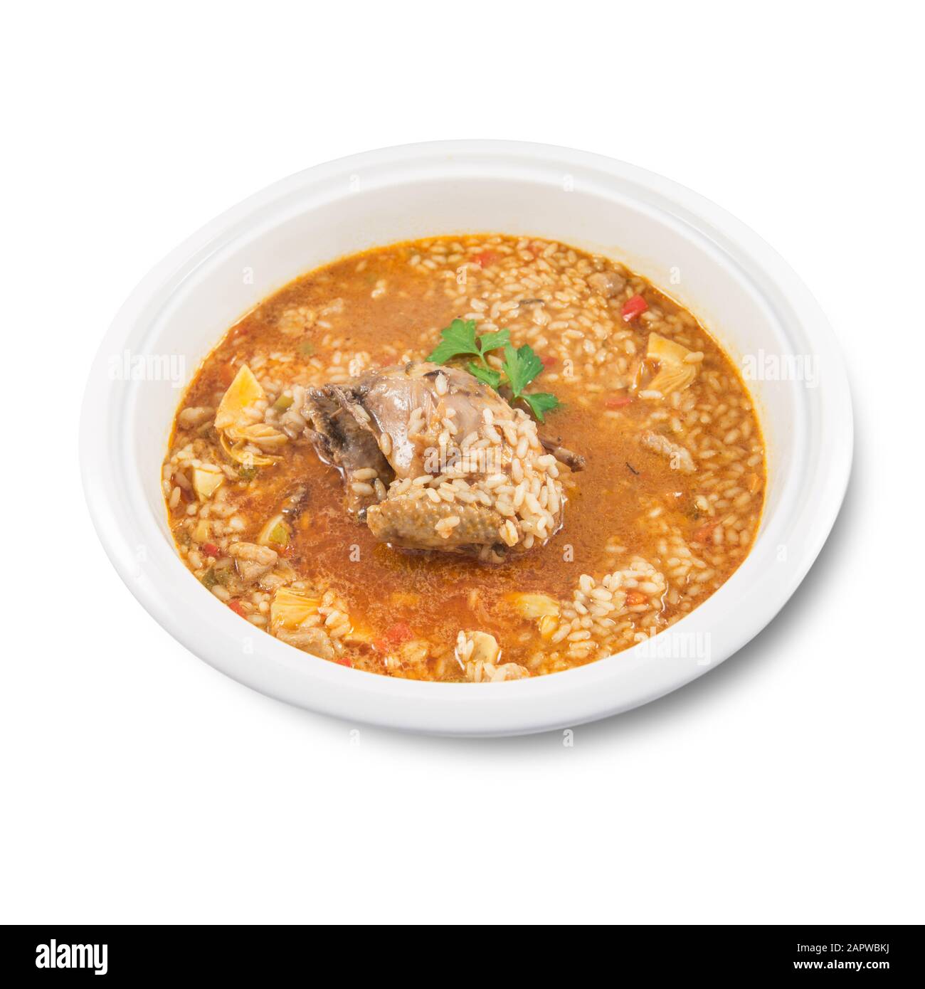 Plat de riz avec perdrix et artichauts Banque D'Images