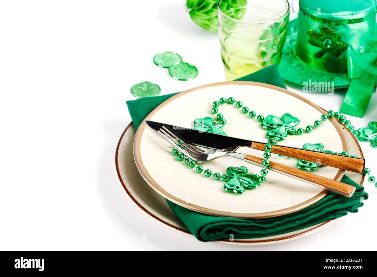 Table festive pour la Saint-Patrick. Copier la spase. Banque D'Images