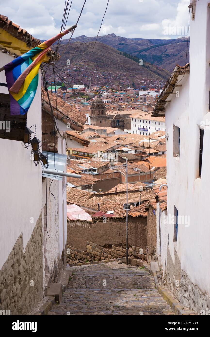 Rues de san blas cusco Pérou Banque D'Images