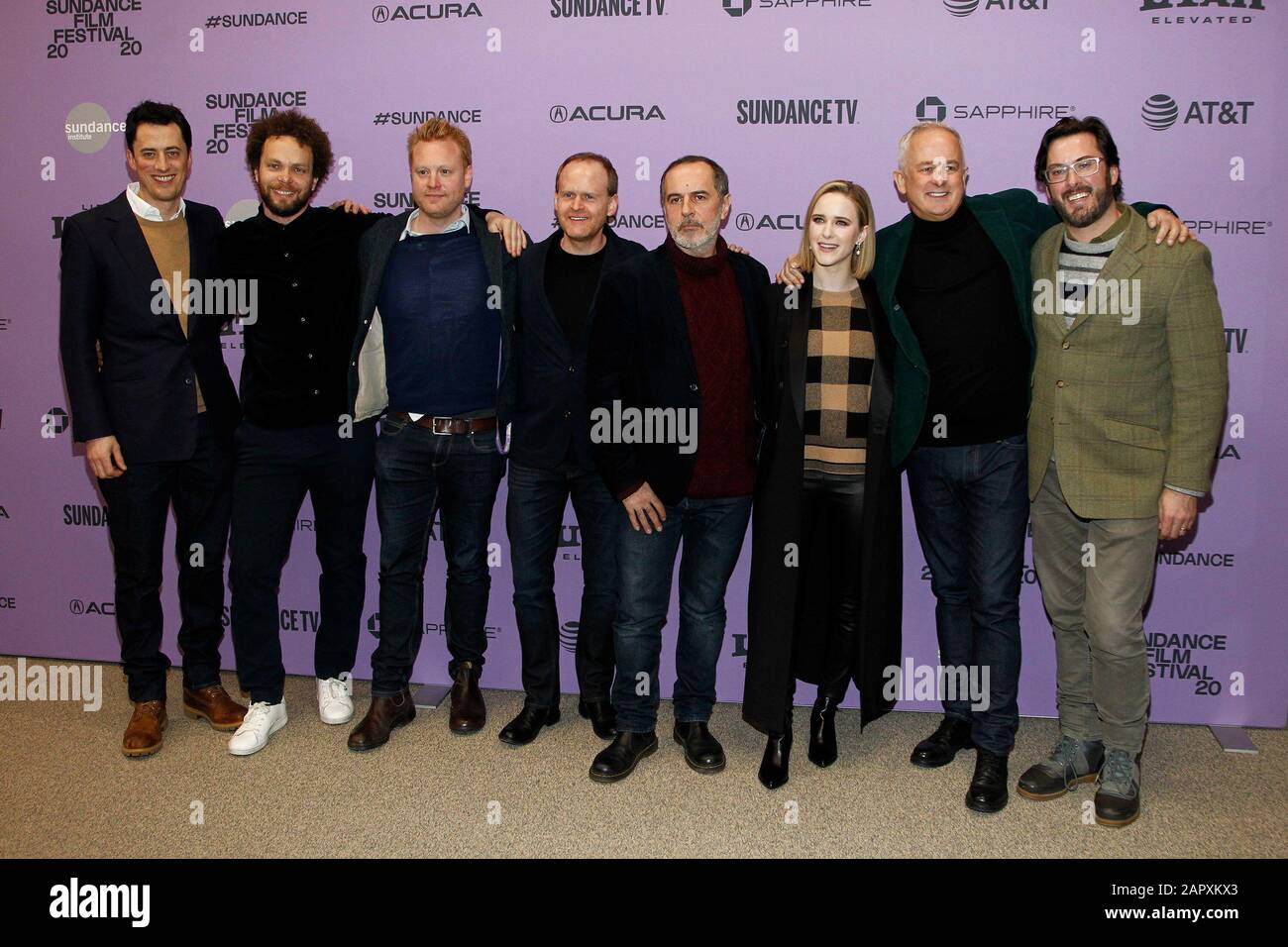 Park City, UT, États-Unis. 24 janvier 2020. Rory Aitken, Ben Pugh, Adam Akland, Tom O'Connor, Merab Ninidze, Rachel Brosnahan, Dominic Cooke, Ben Browning Aux Arrivées De La Première Ironbark Au Sundance Film Festival 2020, Eccles Theatre Centre, Park City, Ut 24 Janvier 2020. Crédit: Ja/Everett Collection/Alay Live News Banque D'Images