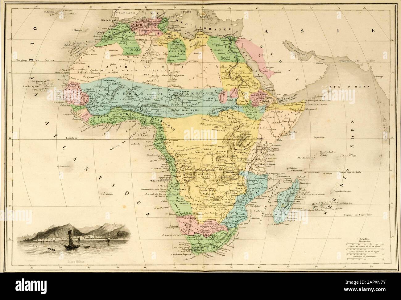 Carte historique vers 1860, Afrique Banque D'Images