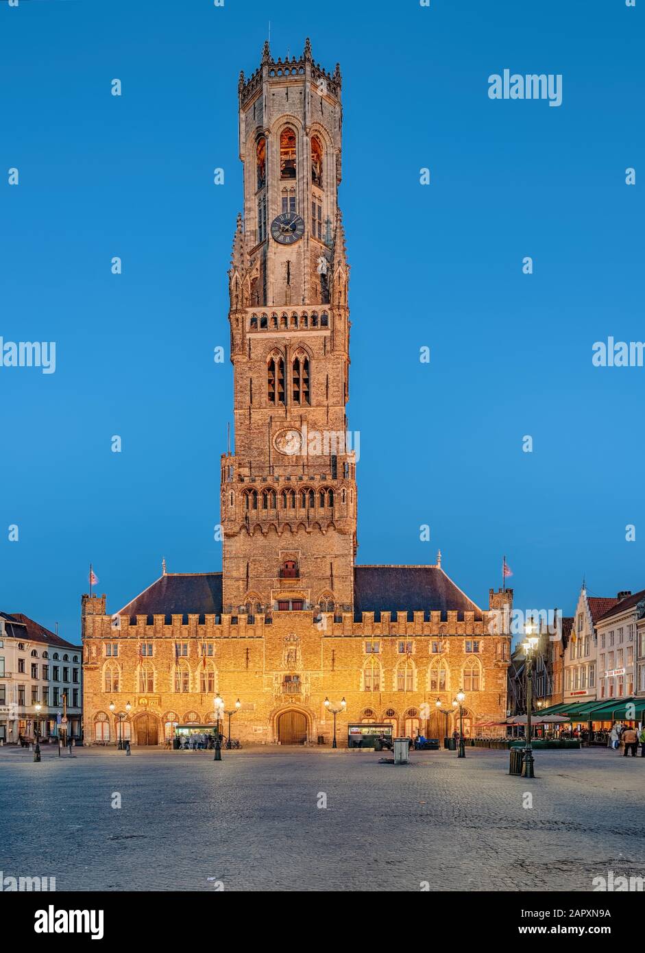Beffroi Illuminé, Bruges, Belgique Banque D'Images