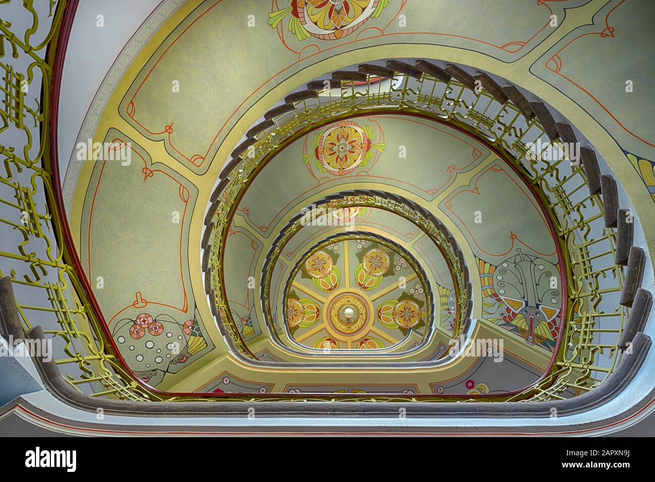 Escalier Incurvé, Escalier, Art Nouveau, Musée Art Nouveau, Riga, Lettonie Banque D'Images