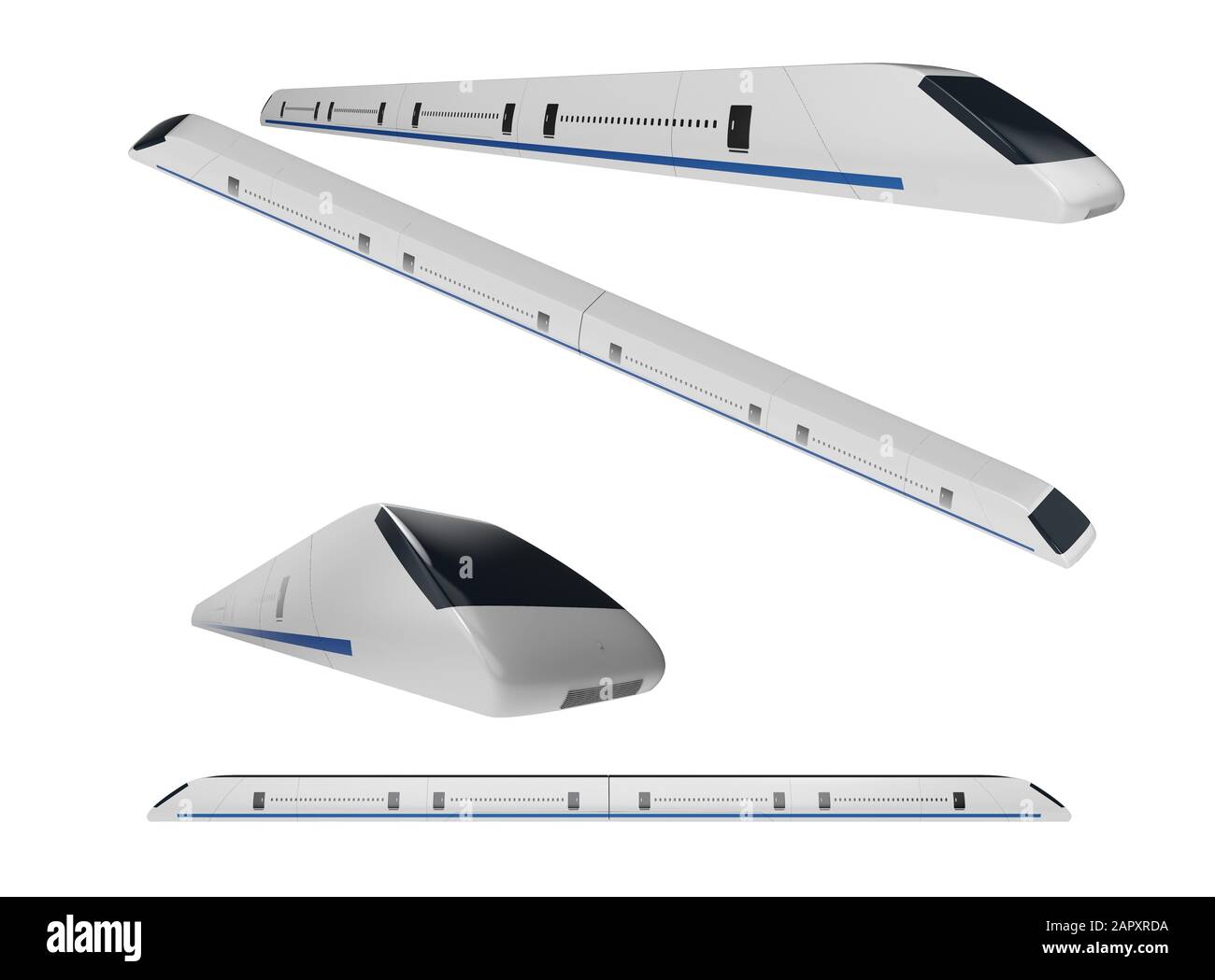 jeu de rendu en trois dimensions de train à grande vitesse avec design moderne isolé sur blanc Banque D'Images