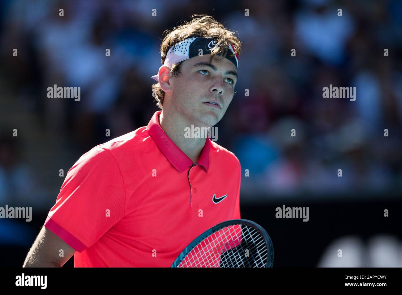 Melbourne, Australie. 25 janvier 2020. Taylor Fritz des États-Unis contre Dominic Thiem d'Autriche lors du troisième match rond de l'ATP Australian Open 2020 à Melbourne Park, Melbourne, Australie, le 25 janvier 2020. Photo De Peter Dovgan. Crédit: Uk Sports Pics Ltd/Alay Live News Banque D'Images