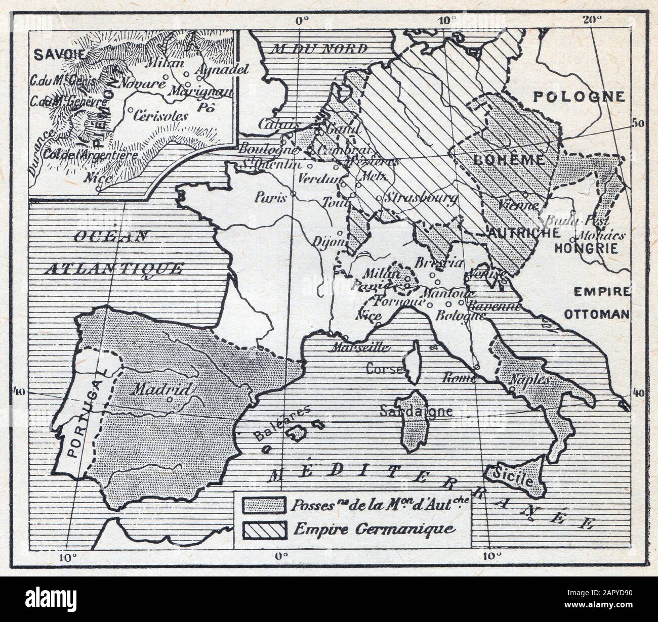 Les possessions de Charles Quint. Carte Banque D'Images