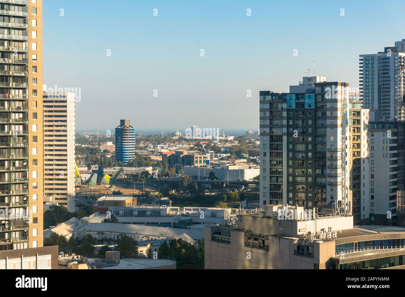 Vue sur le quartier de Melbourne Southbank d'en haut Banque D'Images