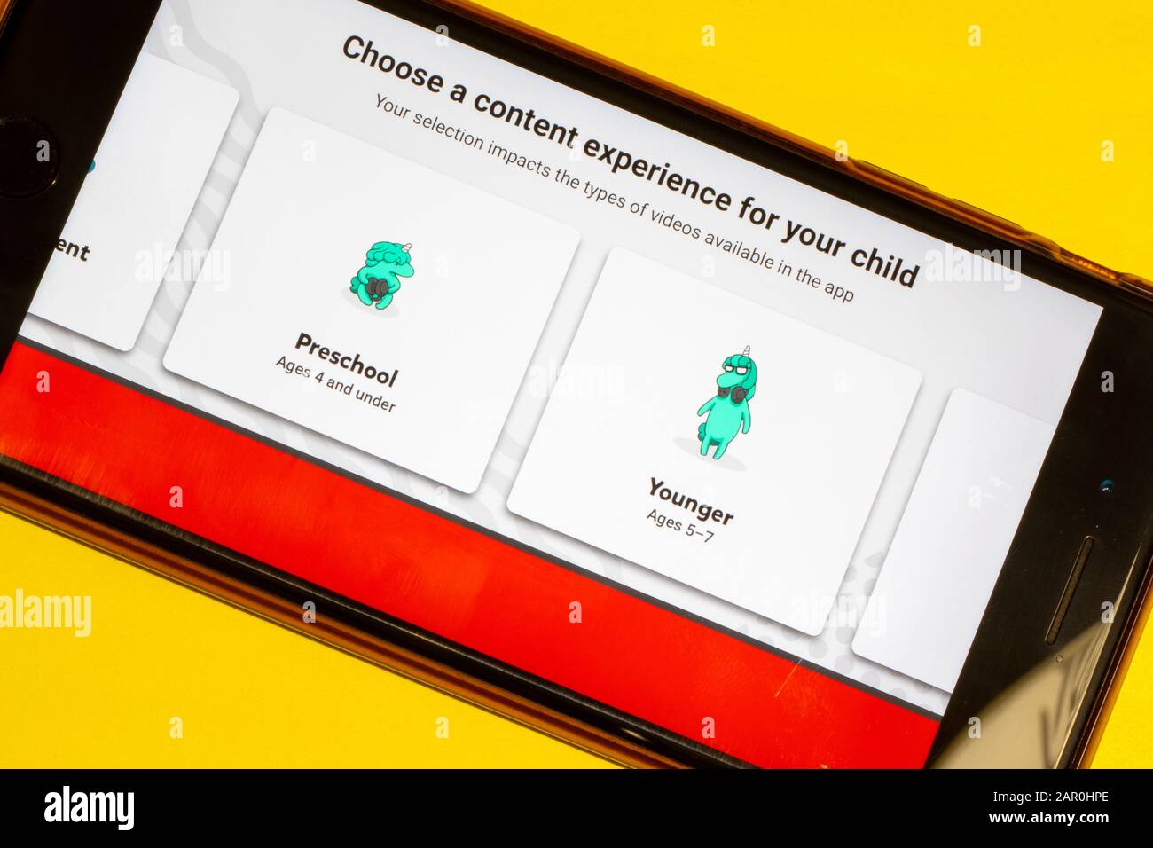 Los Angeles, Californie, États-Unis - 22 janvier 2020: YouTube Kids for Child Choose age page, illustrative Editorial Banque D'Images