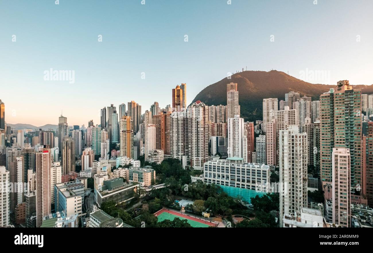Ville de Hongkong, gratte-ciel de l'île de Hong Kong, Banque D'Images