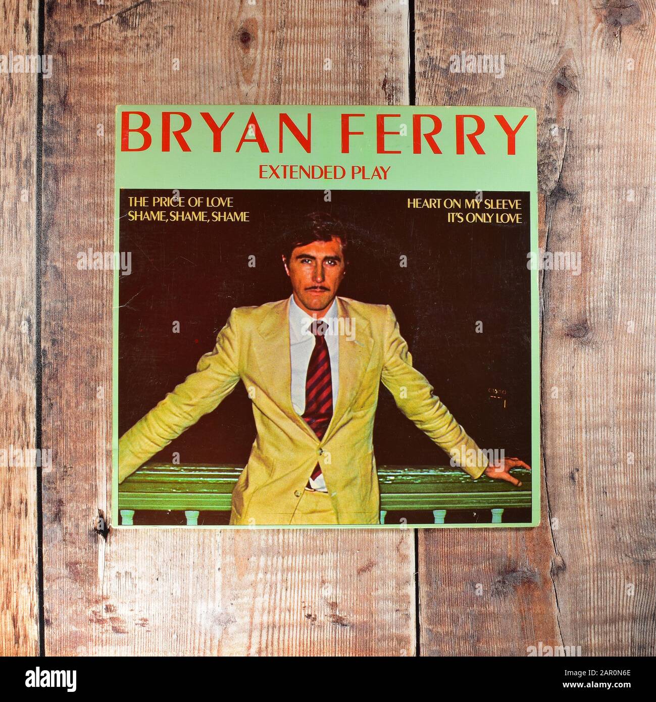 Bryan Ferry - Le prix de l'amour - Honte Honte - coeur sur ma manche - Son seul amour 7 pouces Banque D'Images