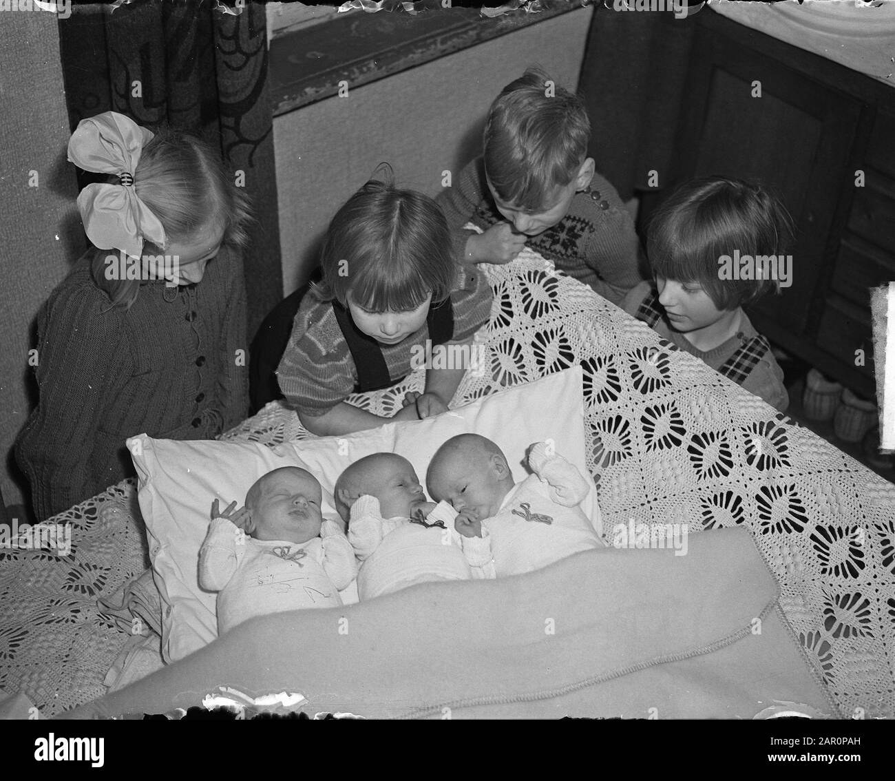 Drieling Dans Les Hap (Brabant-Sud) Date : 15 Février 1949 Mots Clés : Triplés Banque D'Images