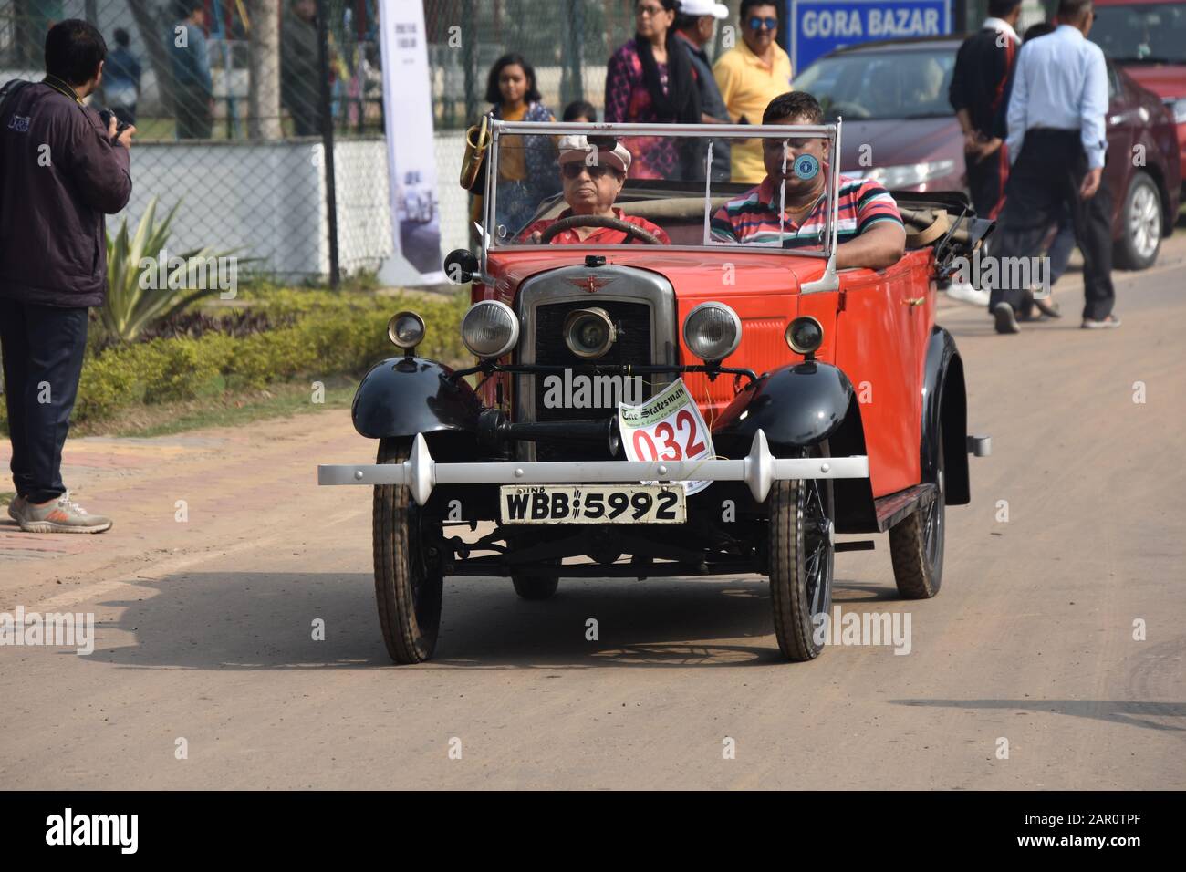 1934 Austin voiture avec moteur 7 ch et 4 cylindres. Inde WBB 5992. Banque D'Images