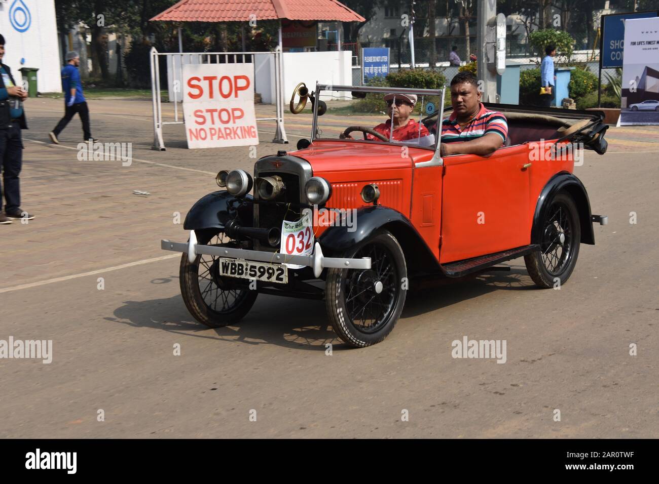 1934 Austin voiture avec moteur 7 ch et 4 cylindres. Inde WBB 5992. Banque D'Images