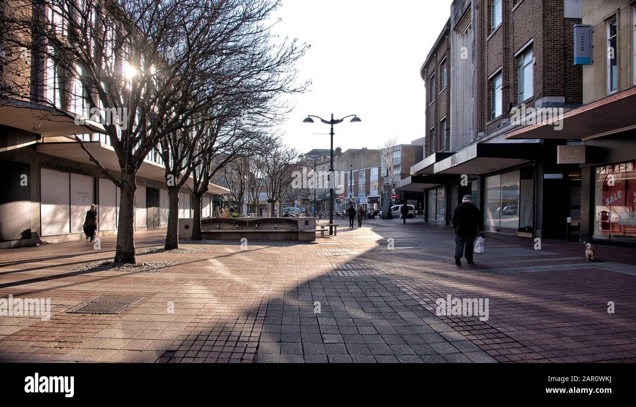 Centre commercial Southsea Hampshire Royaume-Uni, 21 janvier 2020. Highstreet meurt en raison de la fermeture de grands magasins. Banque D'Images