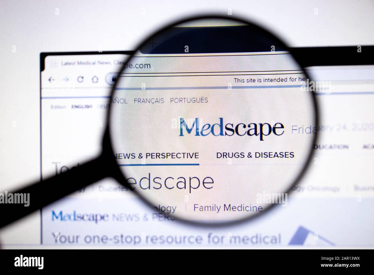 Los Angeles, Californie, États-Unis - 25 janvier 2020: Page du site Medscape. Logo Medscape.com sur l'écran, éditorial illustratif Banque D'Images