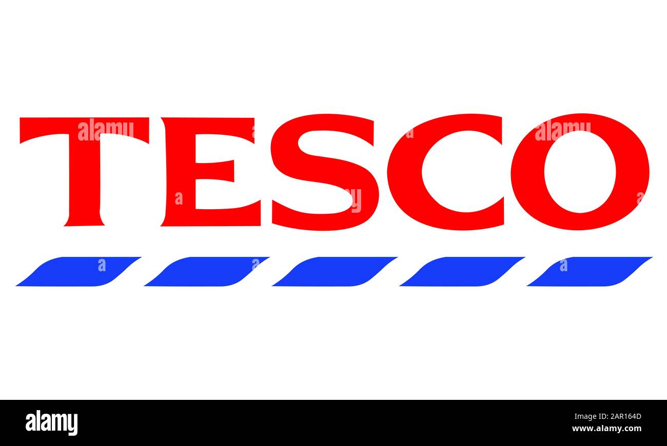 Logo Tesco vectoriel sur fond blanc Banque D'Images