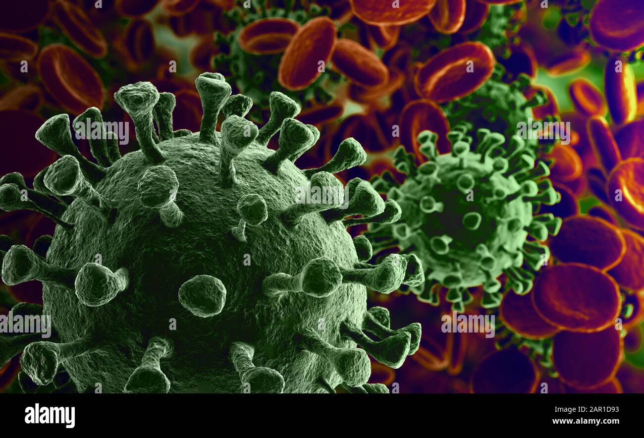 Coronavirus 2019-nCov nouveau concept de coronavirus resposible pour l'épidémie de grippe asiatique et coronavirus grippe comme cas dangereux de grippe comme un pande Banque D'Images