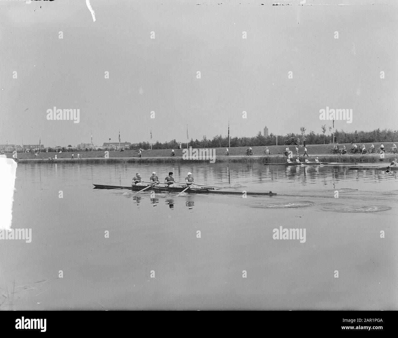 Championnat d'Europe d'aviron au Bosbaan. Quatre sans contrainte Date : 26 août 1949 mots clés : aviron Banque D'Images
