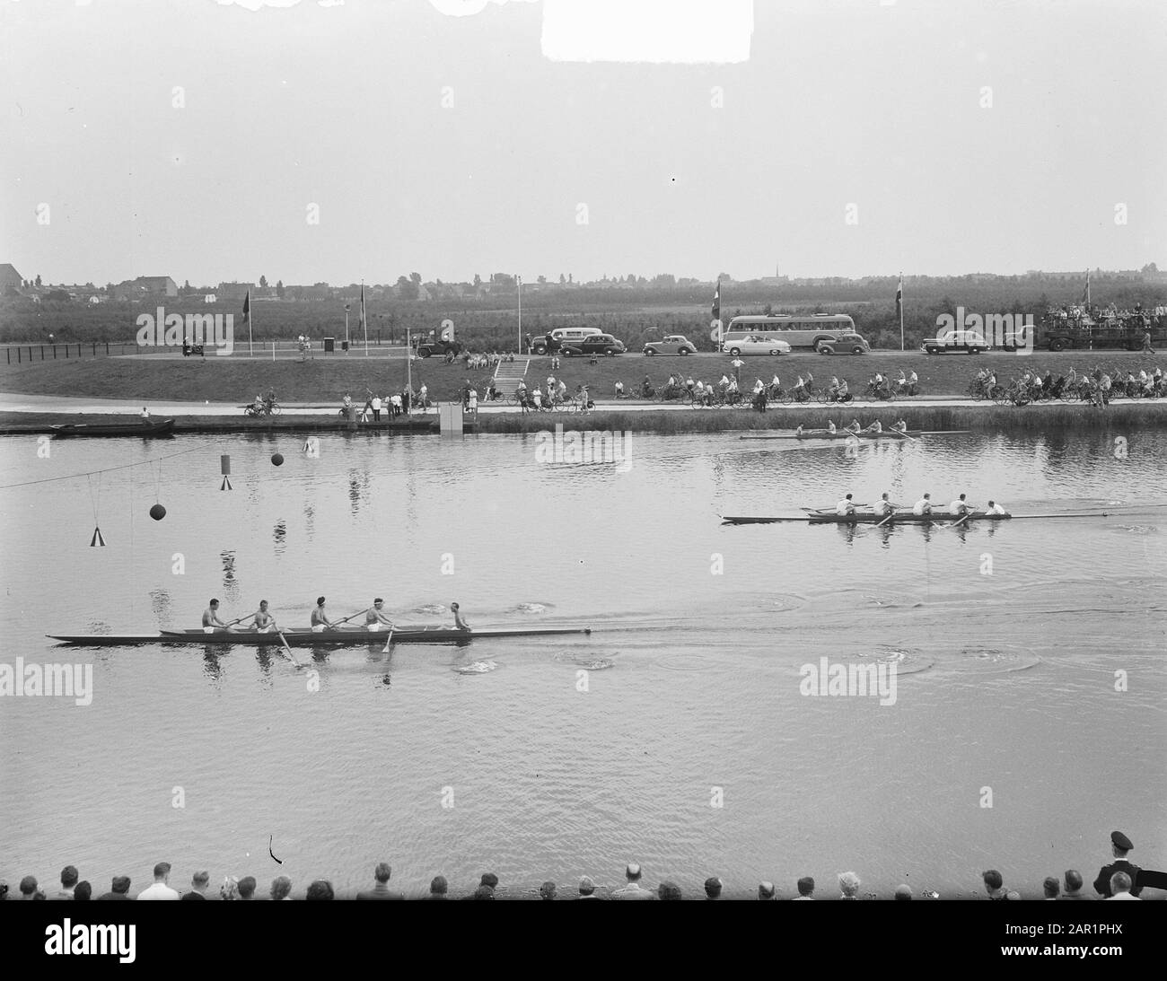 Championnat d'Europe d'aviron au Bosbaan. Quatre sans helmsman. Date De Fin : 26 Août 1949 Mots Clés : Aviron Banque D'Images