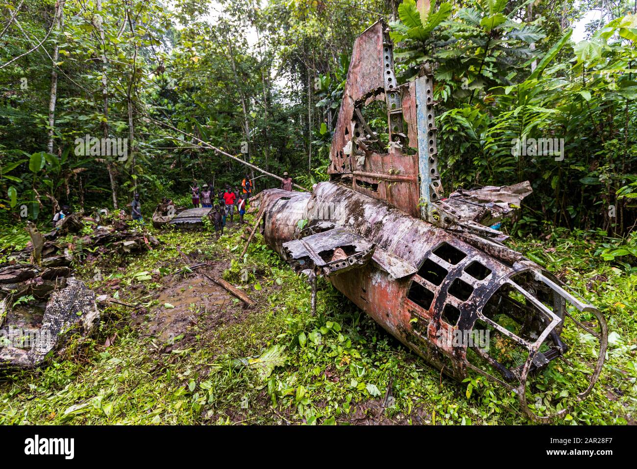 Rack de l'avion de l'amiral japonais Yamamoto dans la jungle de Bougainville, Papouasie-Nouvelle-Guinée Banque D'Images