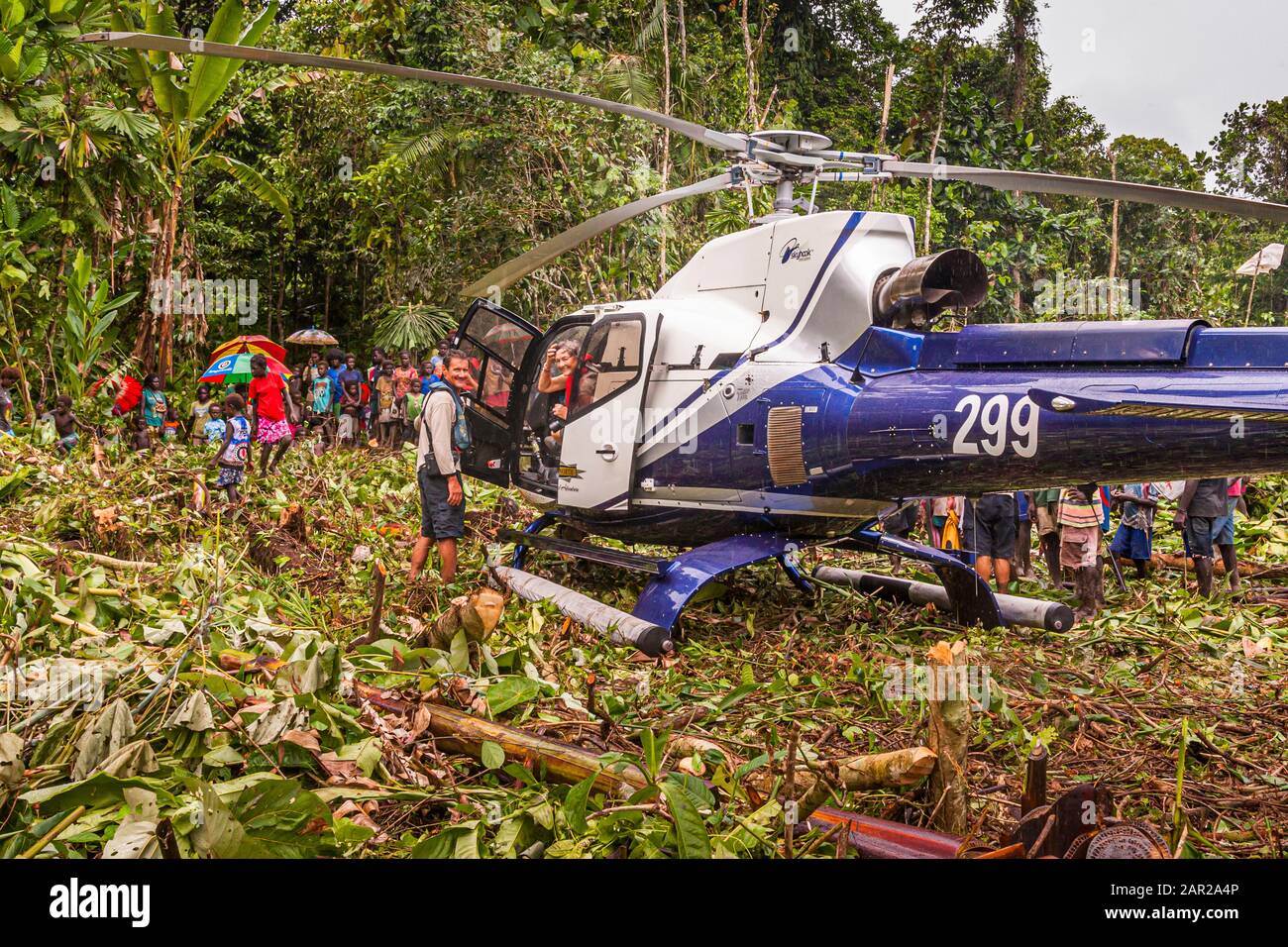 Hélicoptère dans la jungle de Bougainville Banque D'Images