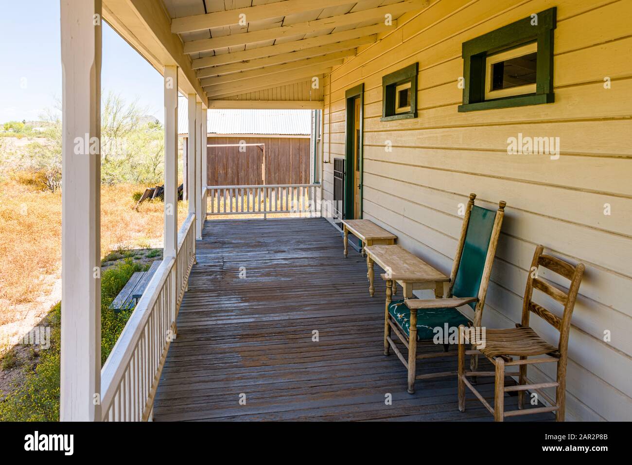 Pioneer Living History Museum : Meritt Farm House, Porche Arrière Banque D'Images