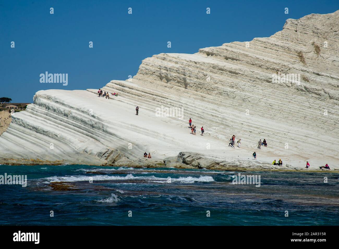 Célèbre Scala del Turci, falaises de grès blanc près d'Agrigento en Sicile, Italie Banque D'Images
