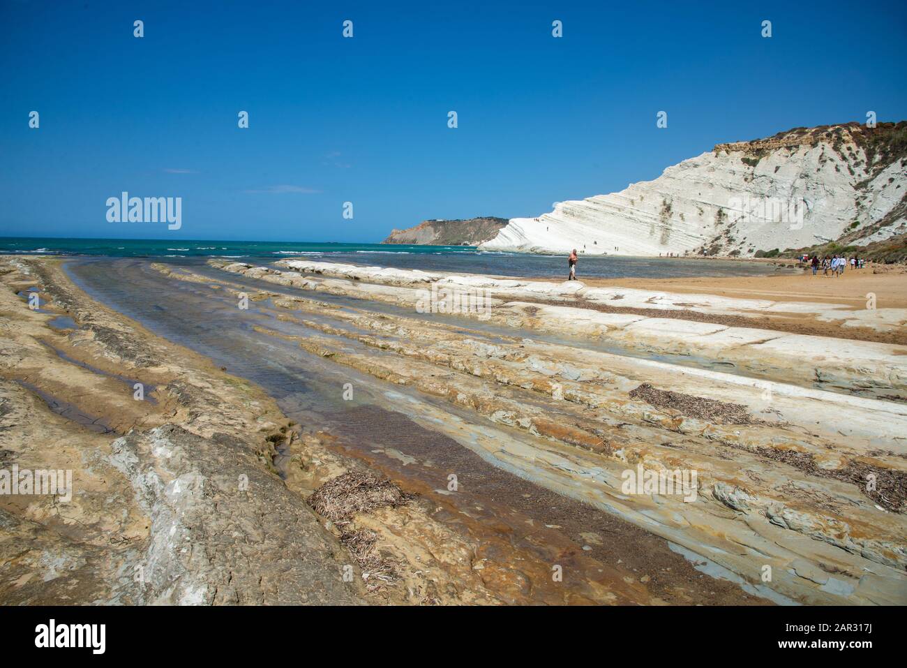 Célèbre Scala del Turci, falaises de grès blanc près d'Agrigento en Sicile, Italie Banque D'Images