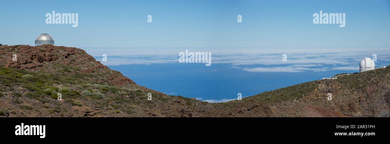 Télescopes à Roque de los Muchachos, observatoire européen de la Palma, île des Canaries, Espagne Banque D'Images