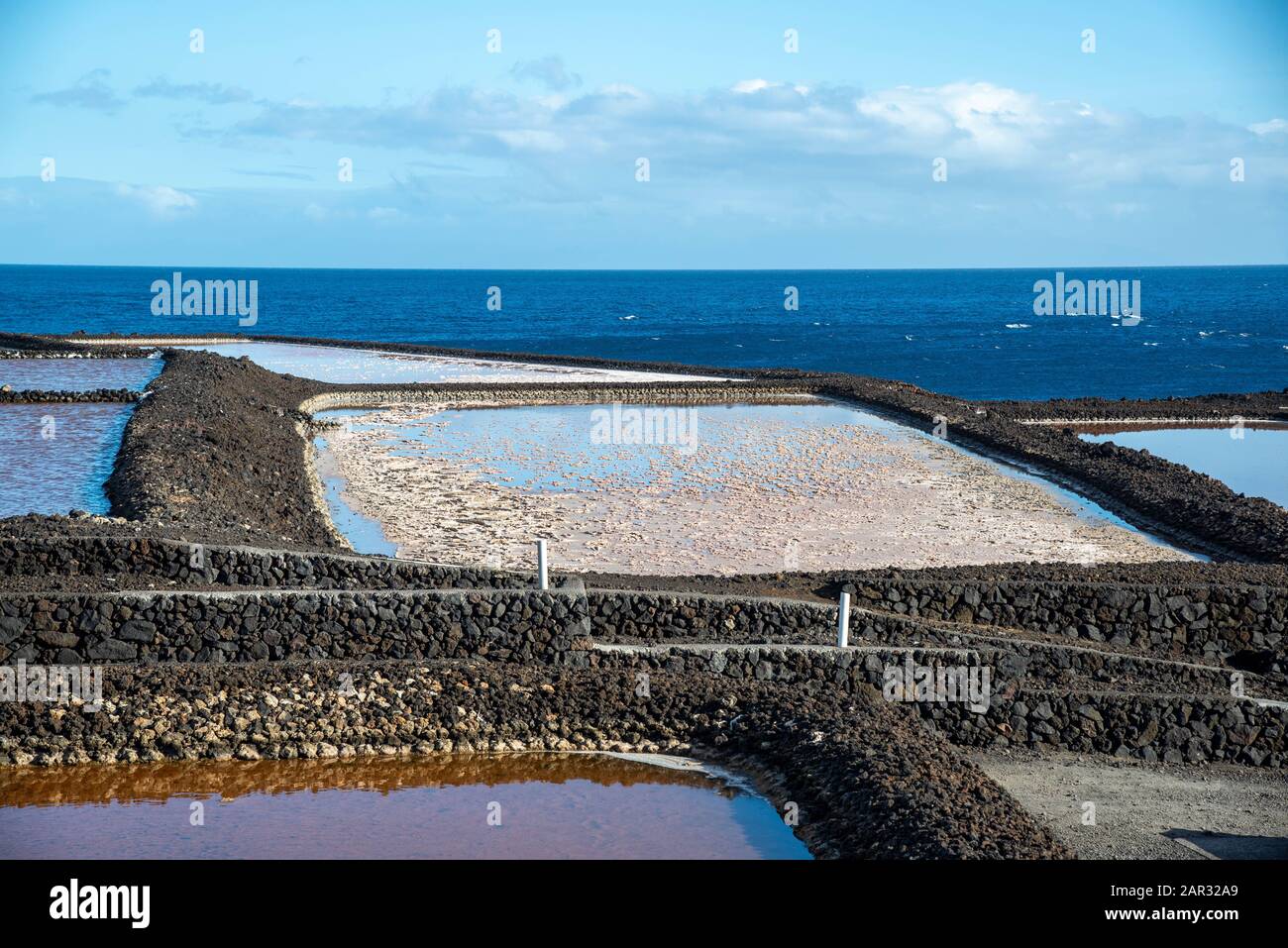 Salinas de Fuencaliente. Saljumelage à Fuencaliente à la Palma, île des Canaries, Espagne Banque D'Images