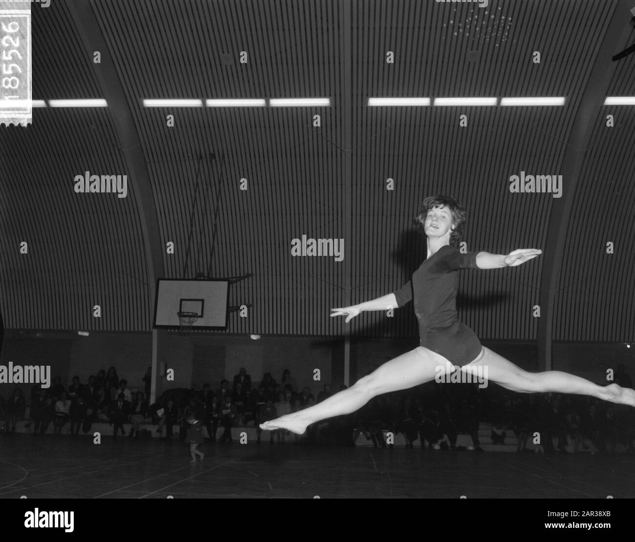 Gymnastique, concours de pierre à Amsterdam; Thea Belmer pendant son exercice libre Date: 12 décembre 1965 lieu: Amsterdam, Noord-Holland mots clés: Gymnastique, tournois, gymnastique Nom personnel: Belmer, Thea Banque D'Images