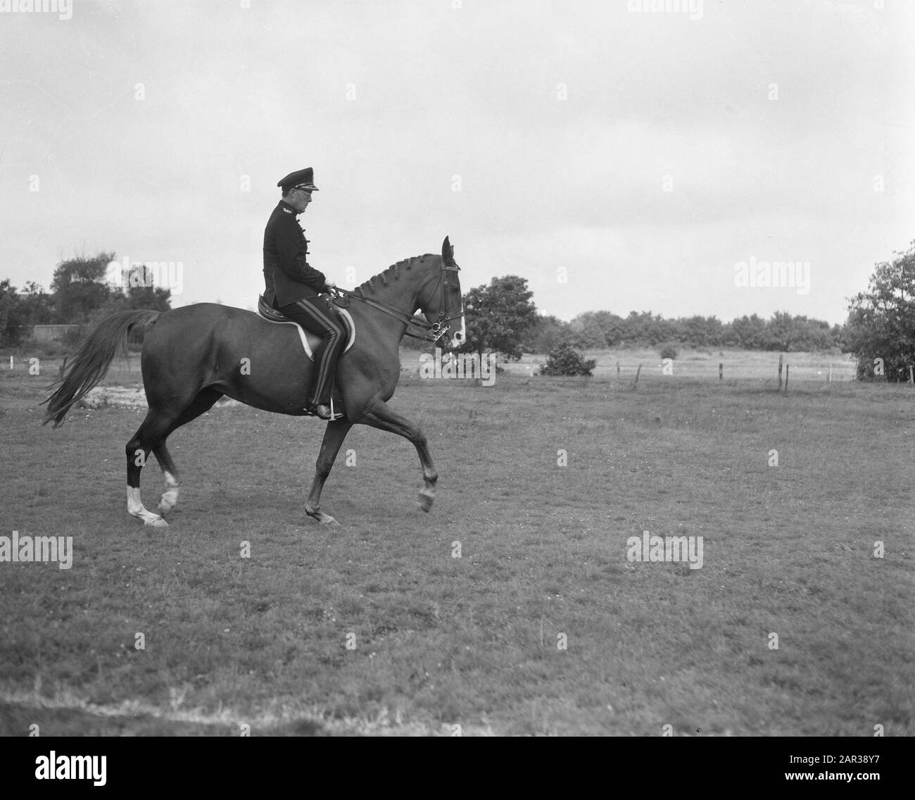 Championnats D'Équitation Pays-Bas. Prince Bernhard (deuxième) en action Date : 8 septembre 1956 mots clés : CHAMPIES Nom personnel : Bernhard, prince Banque D'Images
