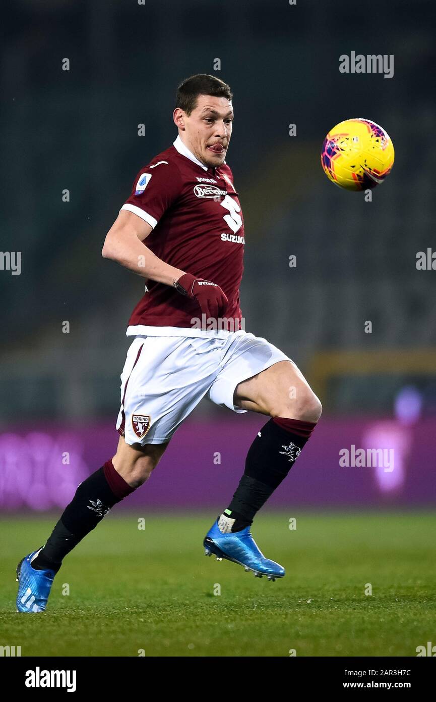 Turin, Italie - 25 janvier 2020: Andrea Belotti de Torino FC en action pendant le match de football de Serie A entre Torino FC et Atalanta BC. Crédit: Nicolò Campo/Alay Live News Banque D'Images