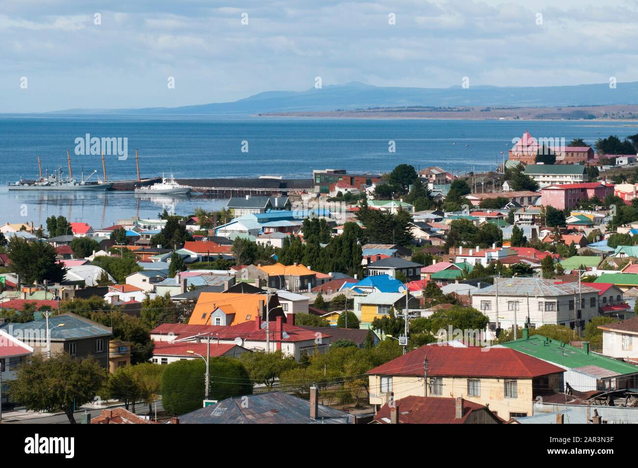 Punta Arenas est la capitale de la région la plus méridionale du Chili et une porte d'entrée vers la péninsule Antarctique Banque D'Images