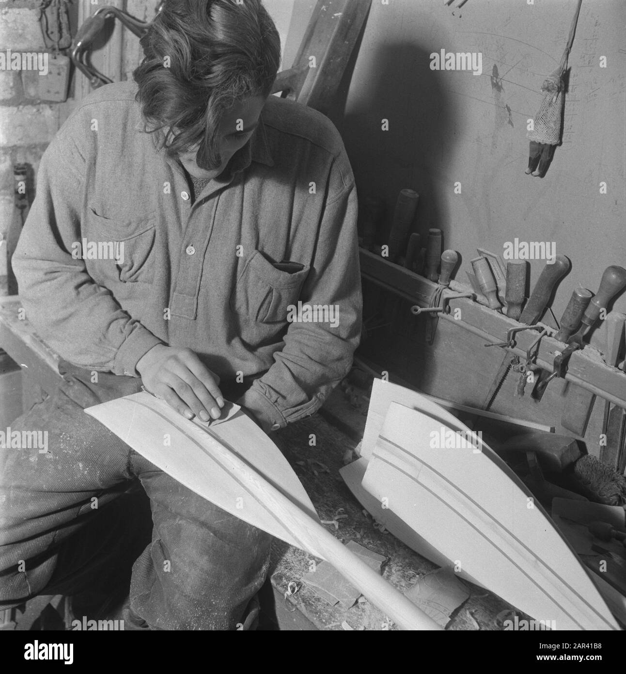 Fabrication de canopeddels Date : 19 mars 1947 mots clés : fabrication Banque D'Images