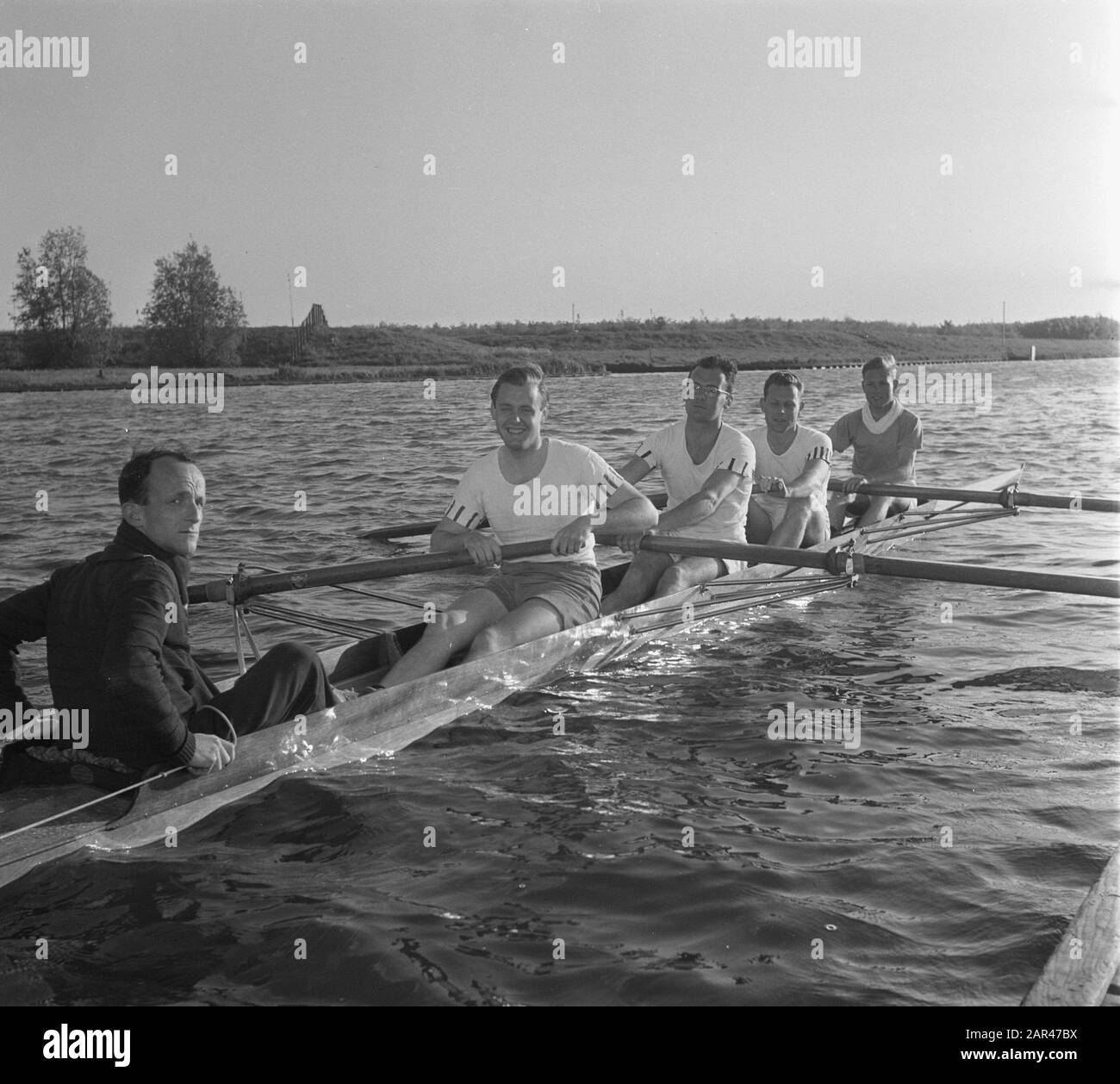 Aviron. Quatre avec matériaux (Nereus) Annotation: Sélectionné pour les Jeux Olympiques d'Helsinki Date: 13 mai 1952 mots clés: Aviron, athlètes Banque D'Images