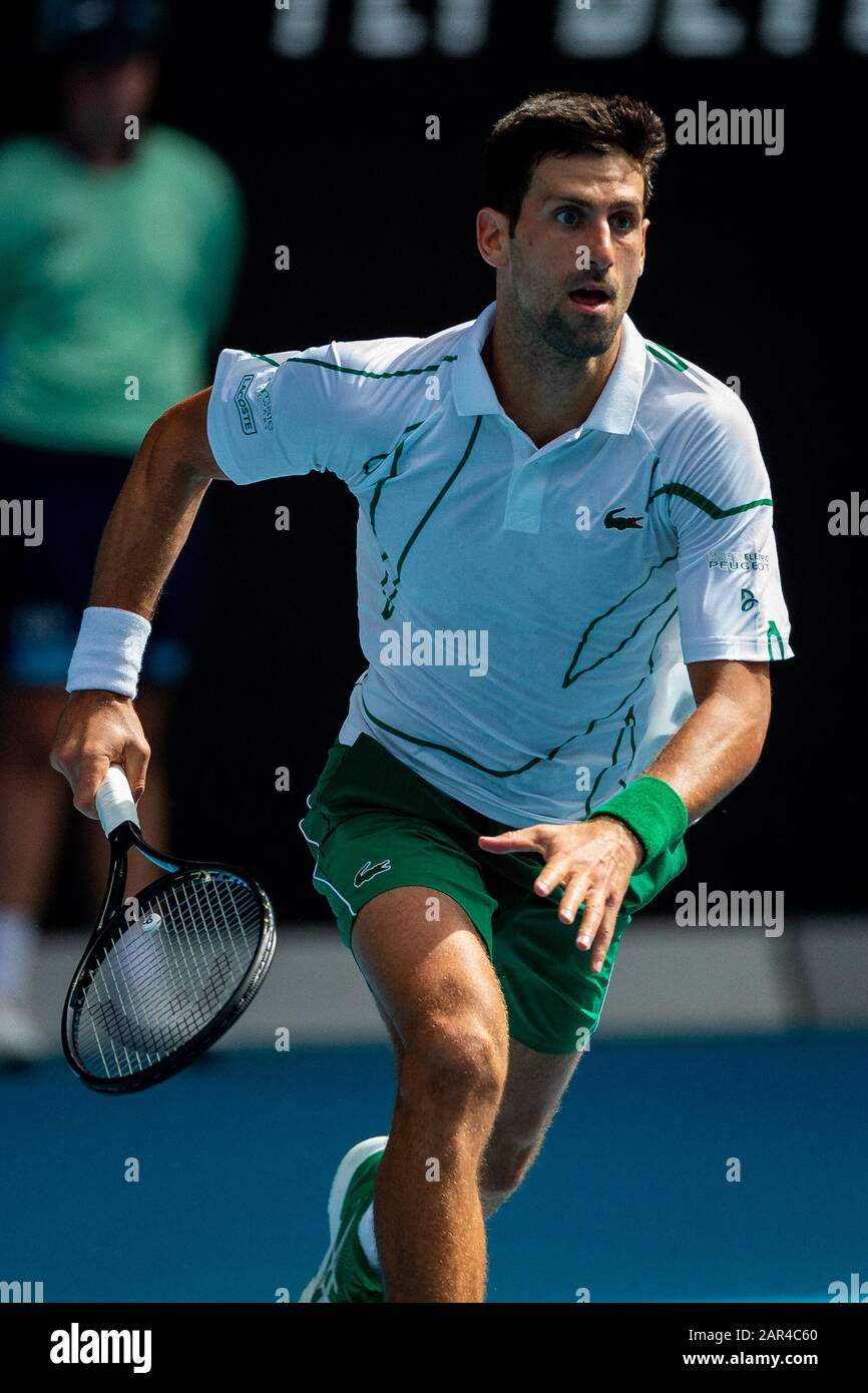 Melbourne, Australie. 26 Janvier 2020. Novak Djokovic Pendant L'Open D'Australie. Crédit: Dave Hemaison/Alay Live News Banque D'Images