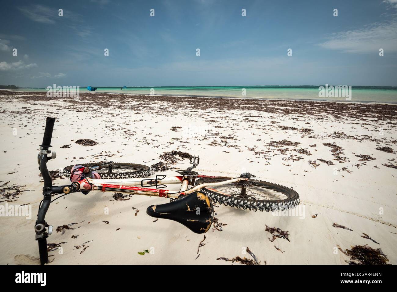 Watamu, Diani plage paysage Kenya, Zanzibar, Tanzanie masai maasai et vélo sur la plage Banque D'Images Watamu, Diani plage paysage Kenya, Zanzibar, Tanzanie masai maasai et vélo sur la plage Banque D'Images