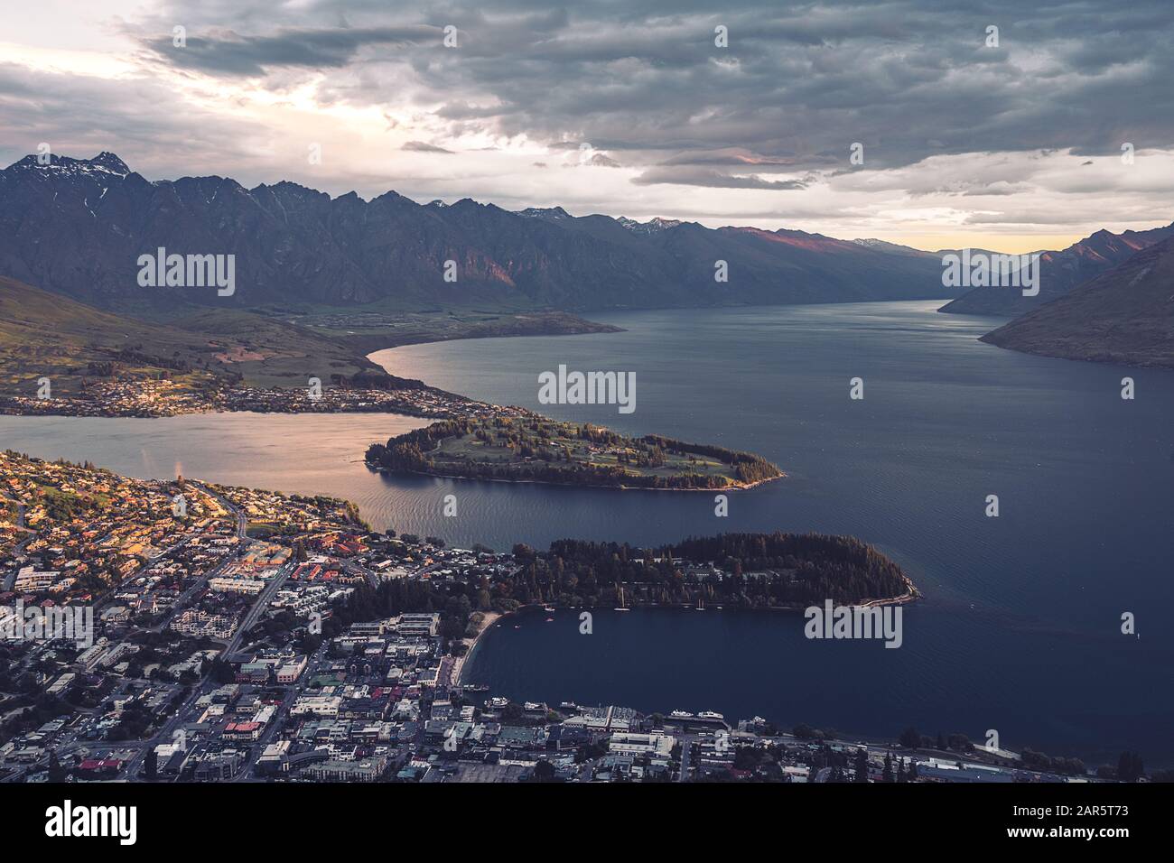 Vue emblématique de Queenstown, Nouvelle-Zélande Banque D'Images