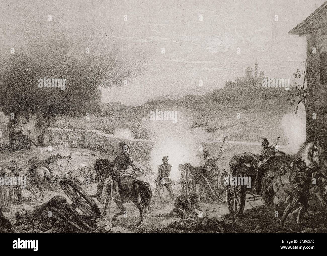 La bataille de Castelfidodo (bataille de l'expédition Des Mille) 18 septembre 1860 - Risorgimento (unification italienne) (1859-1924) : la bata Banque D'Images