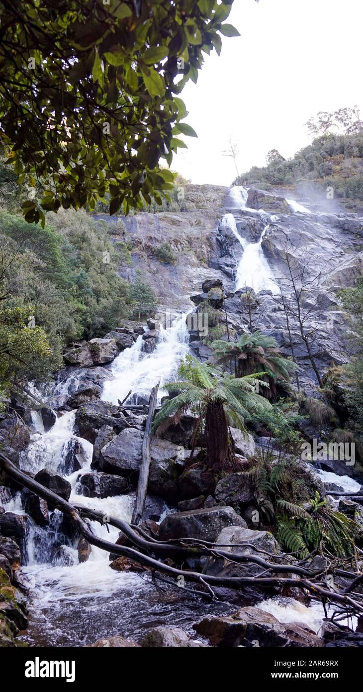 Chute d'eau de St Columba en Tasmanie, en Australie, en période d'exposition Banque D'Images