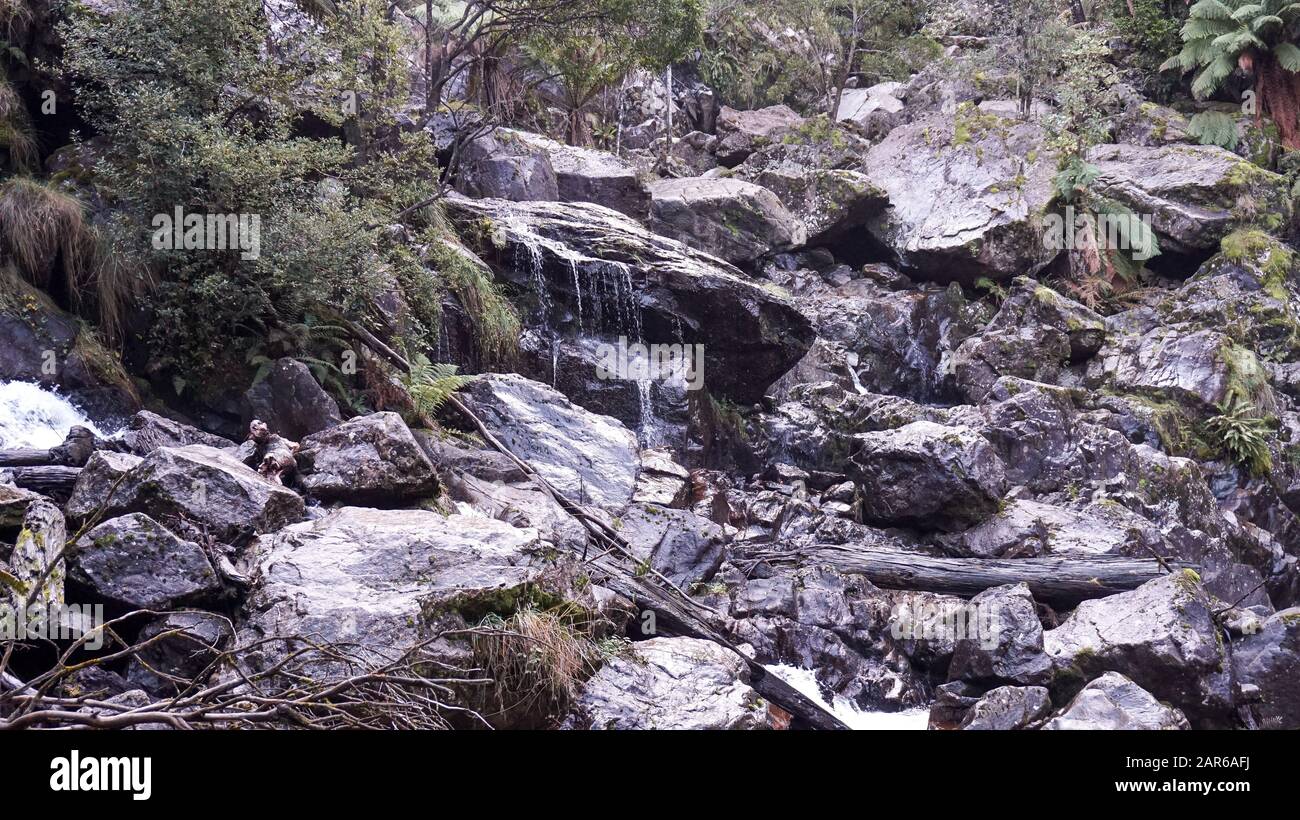 Chute d'eau de St Columba en Tasmanie, en Australie, en période d'exposition Banque D'Images