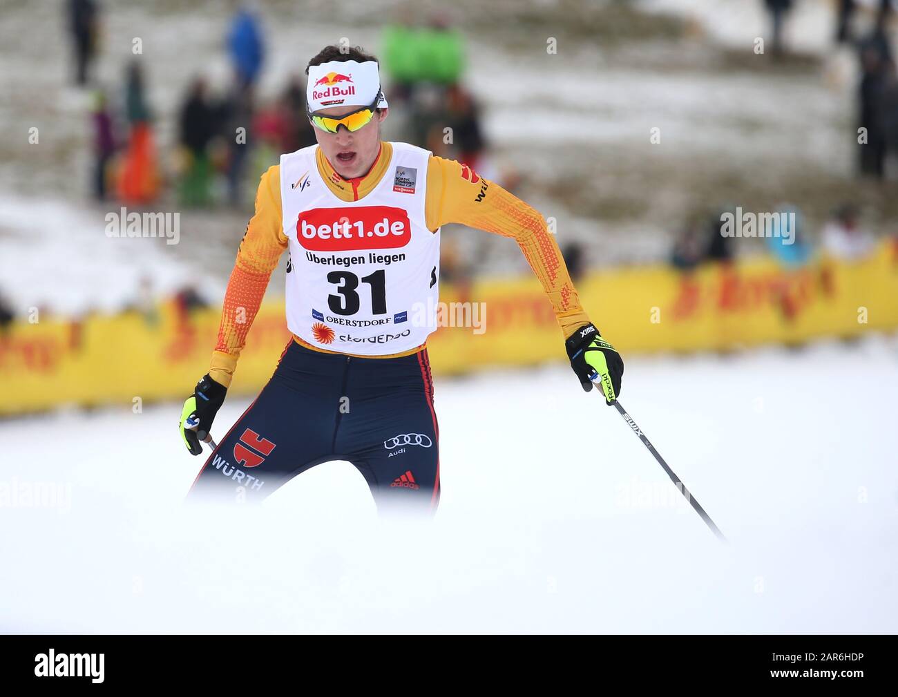 Oberstdorf, Allemagne. 26 janvier 2020. Ski nordique/combinaison : coupe du monde. Le Vinzenz Geiger allemand passe sur la piste. Crédit: Karl-Josef Hildenbrand/Dpa/Alay Live News Banque D'Images