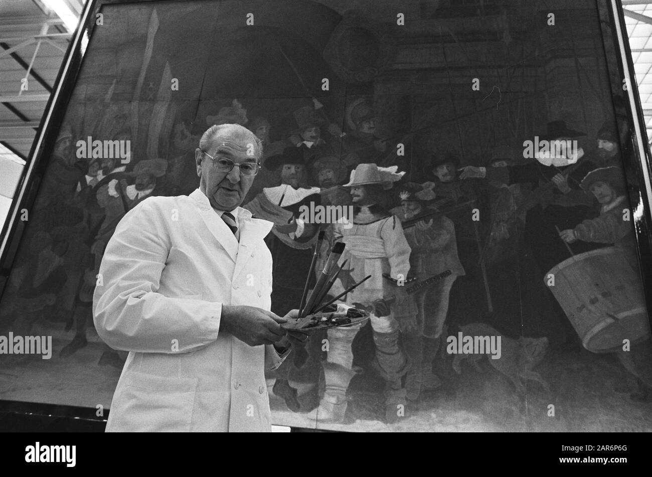 Montre de nuit de saindoux au salon du boucher Date : 28 octobre 1985 mots clés : foires, saindoux, peintures, bouchers Banque D'Images