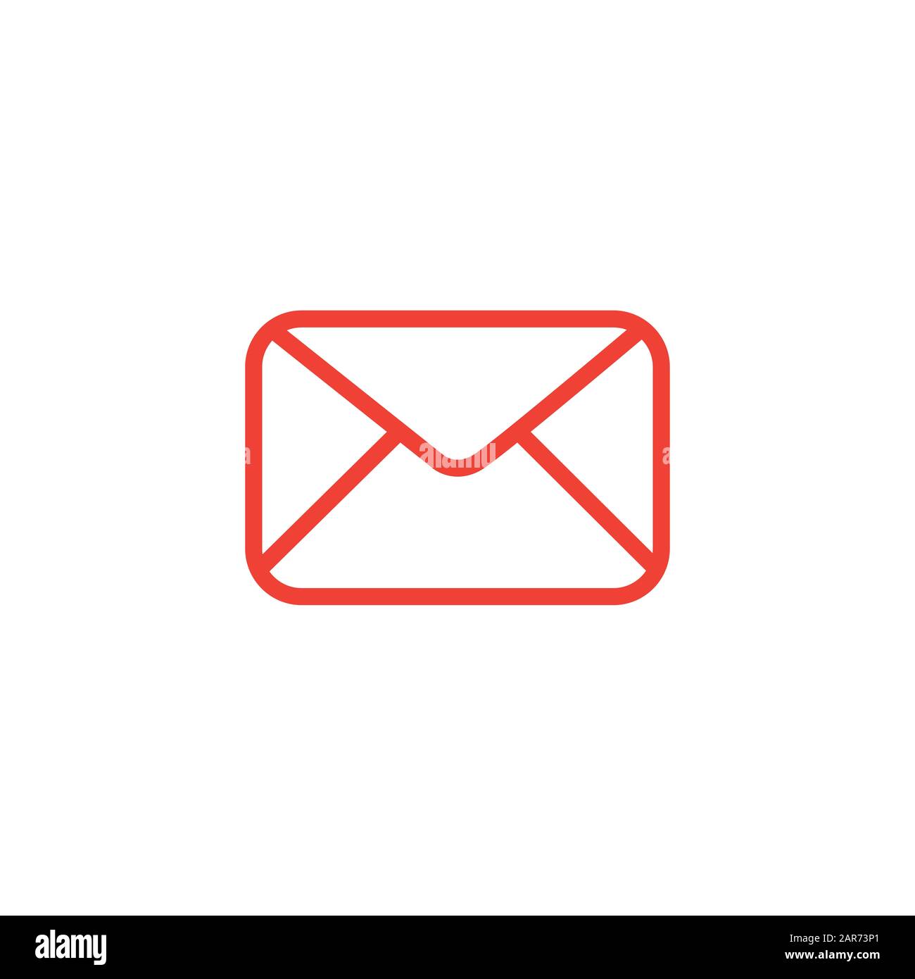 Icône Rouge De La Ligne D'E-Mail Sur Fond Blanc. Illustration ...
