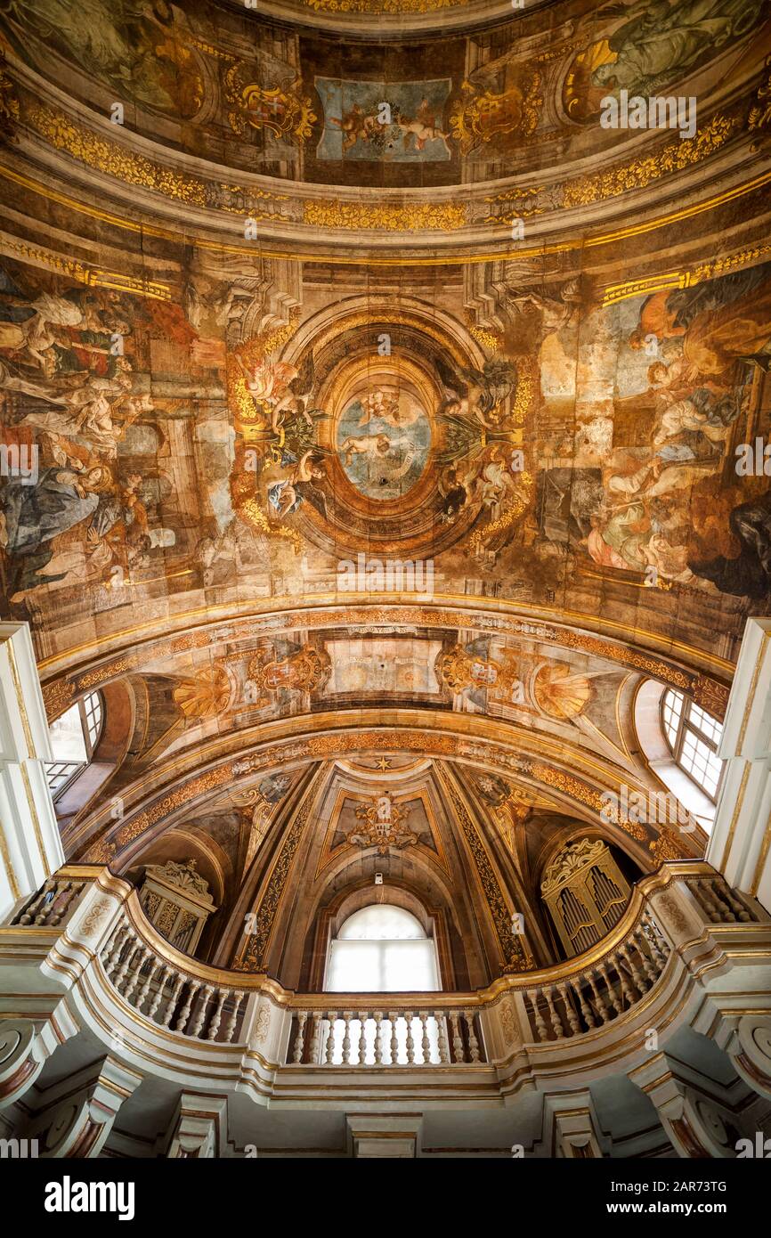Église notre-Dame de la Victoire intérieur baroque à la Valette, Malte, peintures au plafond Banque D'Images
