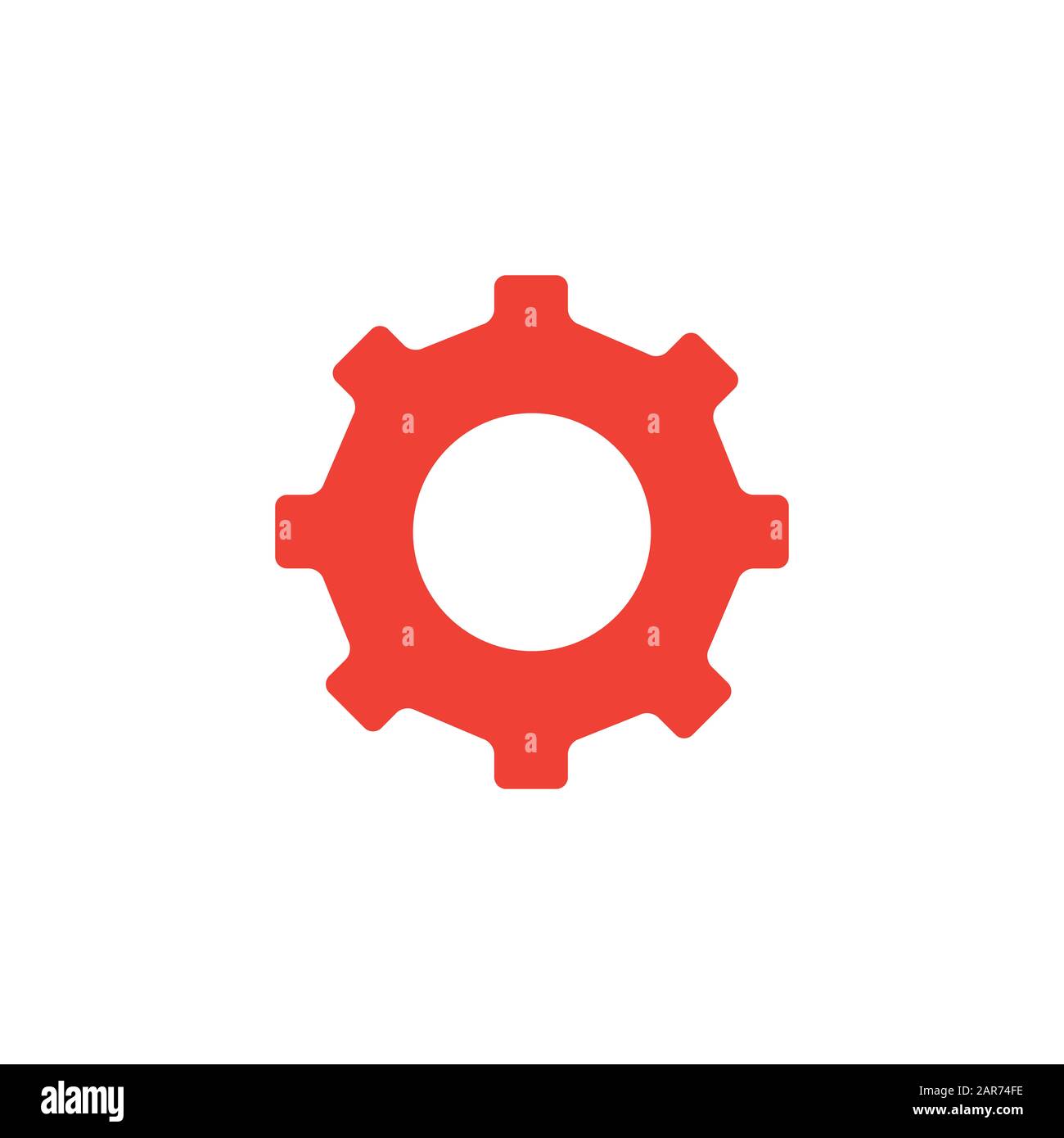 Icône Engrenage Rouge Sur Fond Blanc. Illustration Vectorielle De Style Plat Rouge. Banque D'Images