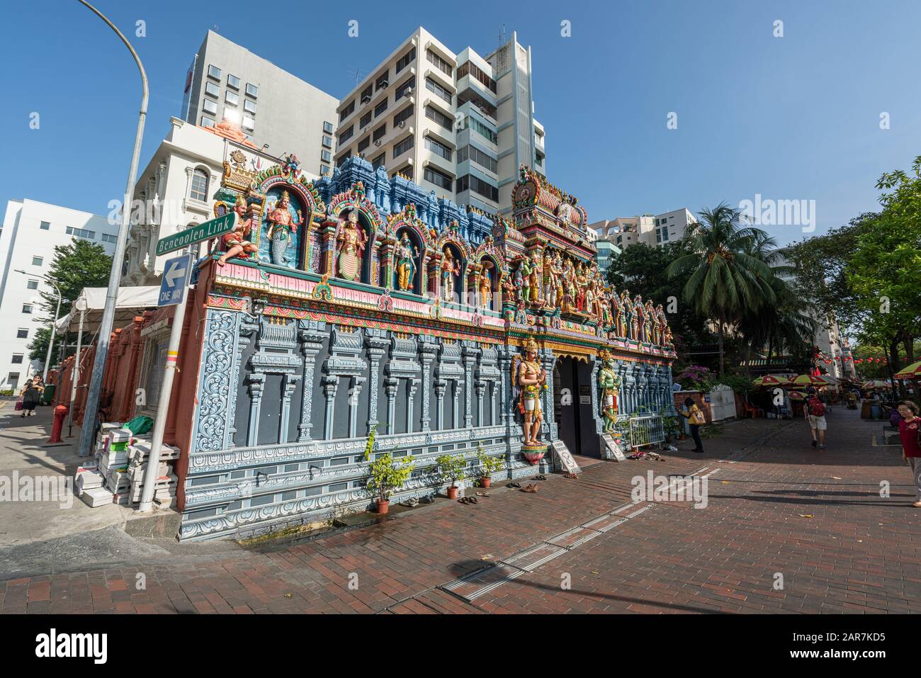 Singapour. Janvier 2020. La vue extérieure du temple Sri Krishanan. Banque D'Images